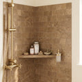 Noce (Antalya) Travertine 3x6 Filled & Honed Travertine Tile — Bathroom shower wall
