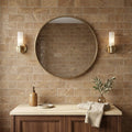 Noce (Antalya) Travertine 3x6 Filled & Honed Travertine Tile — Bathroom wall