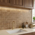 Noce (Antalya) Travertine 3x6 Filled & Honed Travertine Tile — Kitchen backsplash