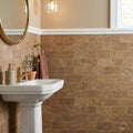 Noce (Antalya) Travertine 3x6 Filled & Honed Travertine Tile — Powder Room wainscot