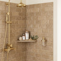 Noce (Antalya) Travertine 3x6 Honed Travertine Tile — Bathroom shower wall