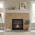 Noce (Antalya) Travertine 3x6 Honed Travertine Tile — Living Room fireplace surround