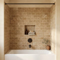 Noce (Antalya) Travertine 3x6 Tumbled Travertine Tile — Bathroom tub surround