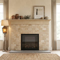 Noce (Antalya) Travertine 3x6 Tumbled Travertine Tile — Living Room fireplace surround