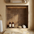 Noce (Antalya) Travertine 4x4 Filled & Honed Travertine Tile — Bathroom niche