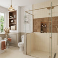 Noce (Antalya) Travertine 4x4 Filled & Honed Travertine Tile — Bathroom shower wall accent band