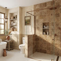 Noce (Antalya) Travertine 4x4 Tumbled Travertine Tile — Bathroom shower wall accent band