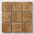 Noce (Antalya) Travertine 5/8x5/8 Tumbled Travertine Mosaic close-up