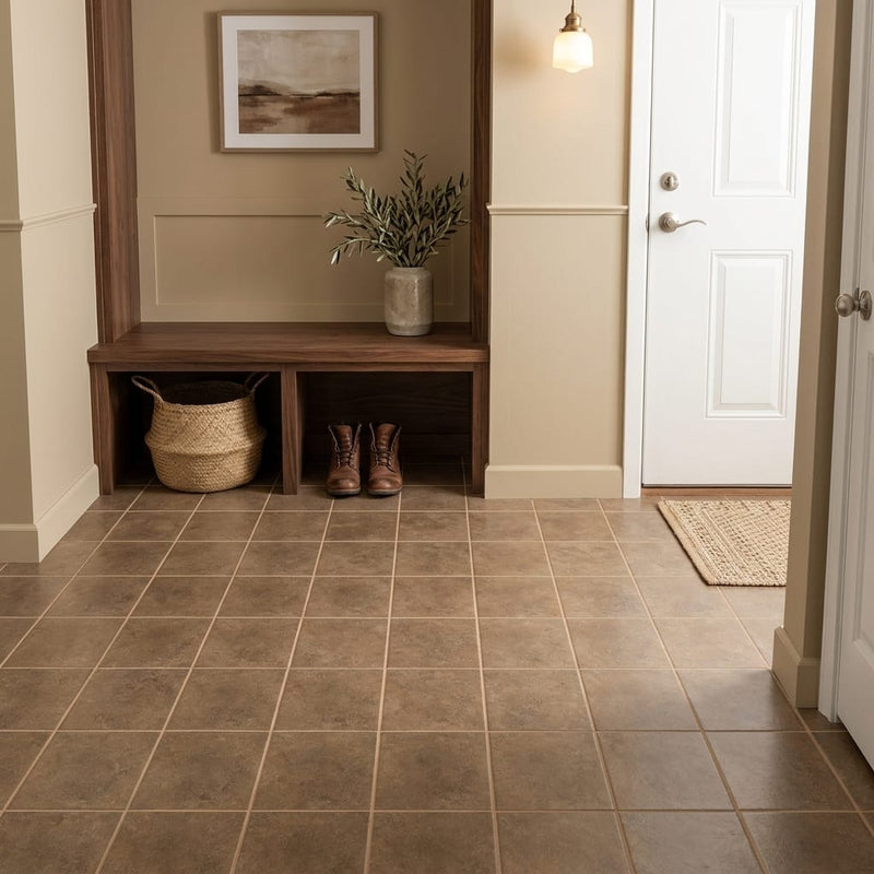 Noce (Antalya) Travertine 6x6 Filled & Honed Travertine Tile — Mudroom floor