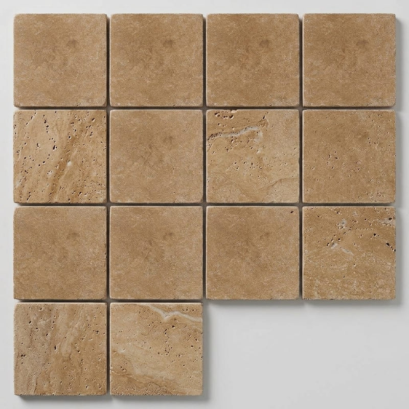 Noce (Antalya) Travertine 6x6 Tumbled Travertine Tile close-up