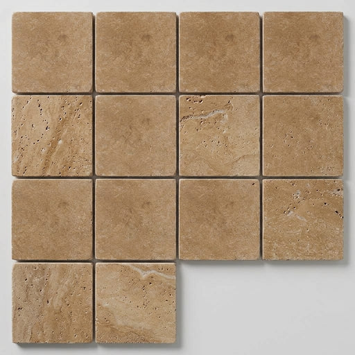 Noce (Antalya) Travertine 6x6 Tumbled Travertine Tile close-up