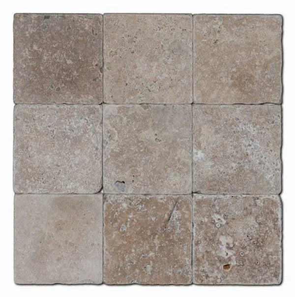 Antique Noce 4x4 Tumbled Travertine Tile