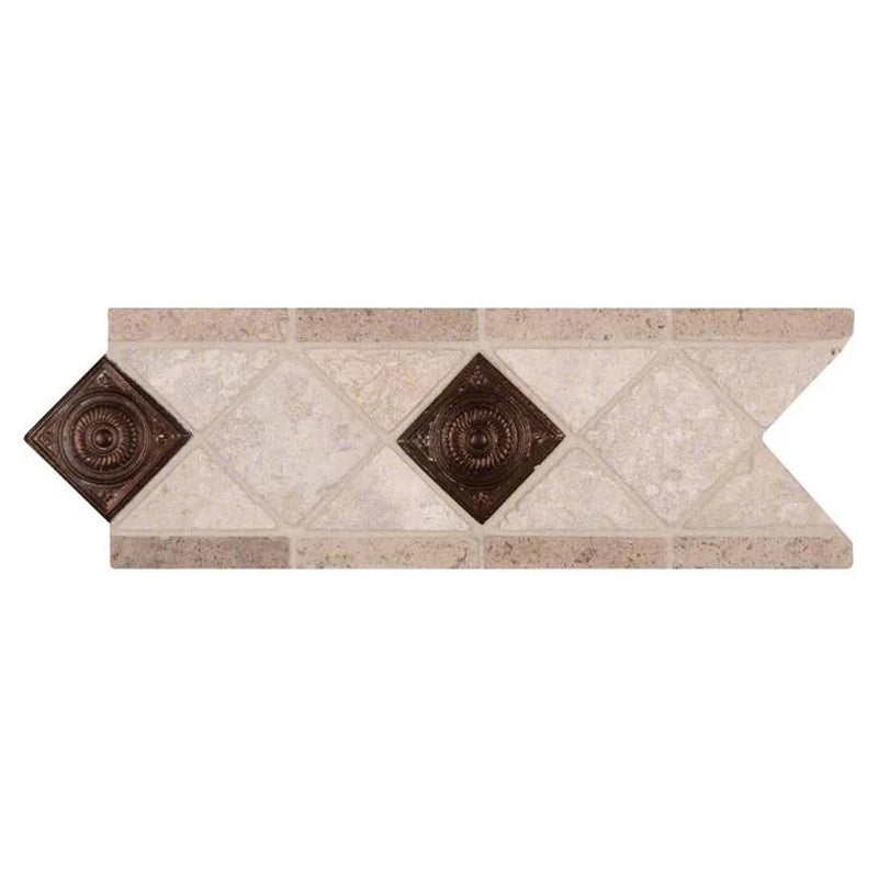 Noce Chiaro Cop Scudo 4x12 Listello Tumbled Travertine Trim