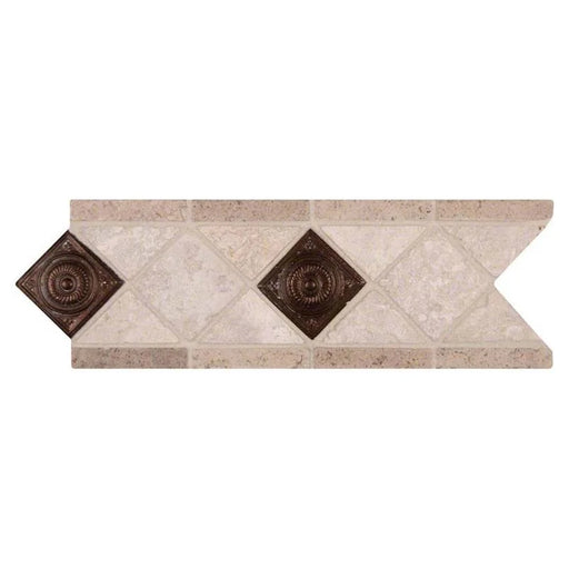 Noce Chiaro Cop Scudo 4x12 Listello Tumbled Travertine Trim