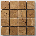 Noce Toros Travertine Tumbled 1 x 1 Mosaic 1x1 close-up