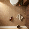 Noce Toros Travertine Tumbled 2 x 2 Mosaic 2x2 — Bathroom floor