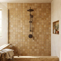 Noce Toros Travertine Tumbled 2 x 2 Mosaic 2x2 — Bathroom shower wall