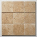 Noce Travertine Coping 12x12 Unfilled Honed Bullnose 1.25 inch close-up