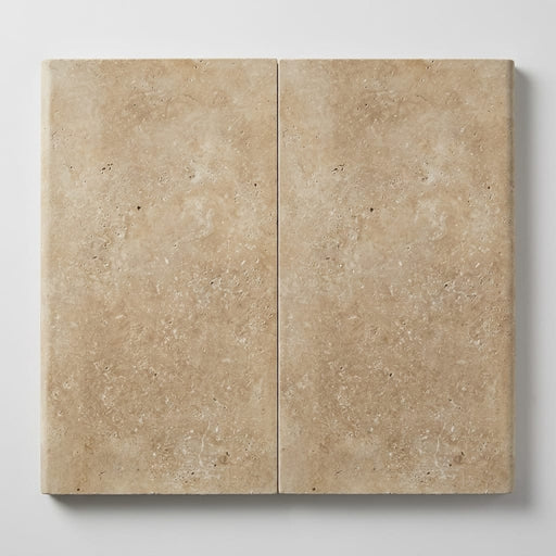 Noce Travertine Coping 12x24 Filled & Honed Bullnose 1.25 inch close-up