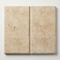 Noce Travertine Coping 12x24 Tumbled Bullnose 1.25 inch close-up