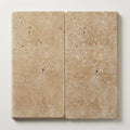 Noce Travertine Coping 12x24 Tumbled Bullnose 2 inch close-up