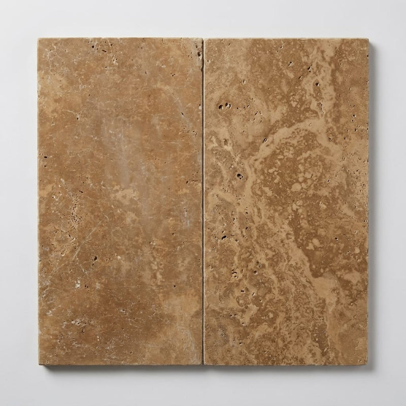Noce Travertine Filled, Honed & Straight Edge 12 x 24 x 1/2 Cross Cut Tile 12x24 close-up