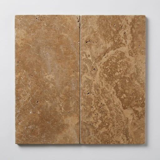Noce Travertine Filled, Honed & Straight Edge 12 x 24 x 1/2 Cross Cut Tile 12x24 close-up