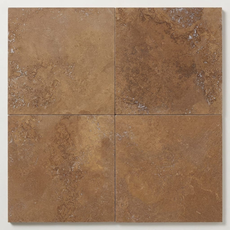 Noce Travertine Filled, Honed & Straight Edge 18 x 18 x 1/2 Cross Cut Tile 18x18 close-up