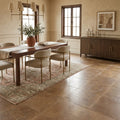 Noce Travertine Filled, Honed & Straight Edge 18 x 18 x 1/2 Cross Cut Tile 18x18 — Dining Room floor