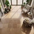 Noce Travertine Filled, Honed & Straight Edge 18 x 18 x 1/2 Cross Cut Tile 18x18 — Sunroom floor