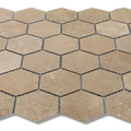 12x12 Mesh Noce Hexagon Natural Travertine Mosaic