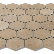 12x12 Mesh Noce Hexagon Natural Travertine Mosaic