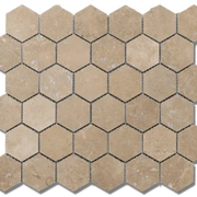 12x12 Mesh Noce Hexagon Natural Travertine Mosaic