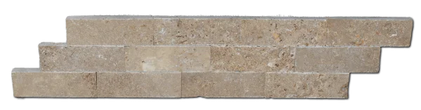 12x12 Mesh Splitface Noce 2x6 Brick Textured Travertine Mosaic