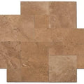 Noce 16 Sq Ft Pattern Brushed Straight Edge Set Travertine Tile