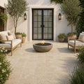 Noce Travertine Paver 12x12 Tumbled 2 inch — Courtyard paving