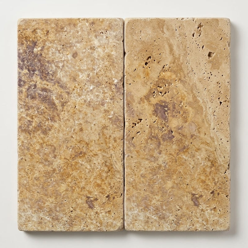 Noce Travertine Paver 12x24 Tumbled 1.25 inch close-up