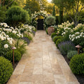 Noce Travertine Paver 12x24 Tumbled 1.25 inch — Garden path