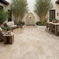 Noce Travertine Paver 12x24 Tumbled 2 inch — Courtyard paving