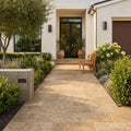 Noce Travertine Paver 12x24 Tumbled 2 inch — Front Yard walkway