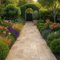 Noce Travertine Paver 12x24 Tumbled 2 inch — Garden path