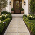 Noce Travertine Paver 16x16 Tumbled 1.25 inch — Front Yard walkway