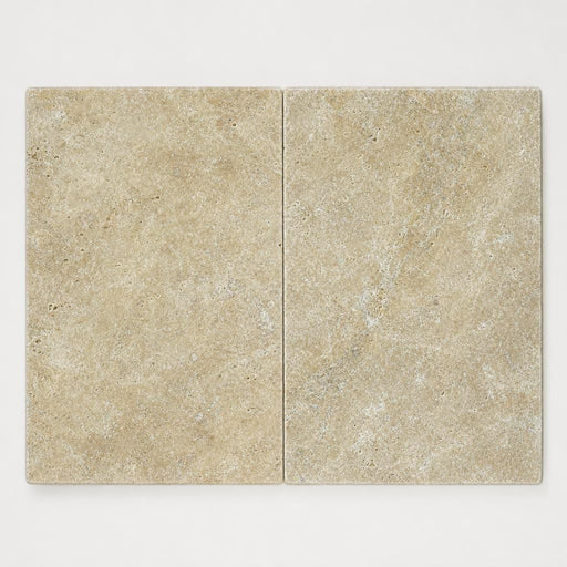 Noce Travertine Paver 16x24 Tumbled 1.25 inch close-up