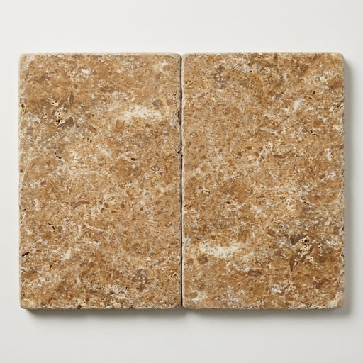 Noce Travertine Paver 16x24 Tumbled 2 inch close-up