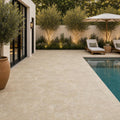 Noce Travertine Paver 6x12 Tumbled 1.25 inch — Backyard pool deck