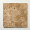 Noce Travertine Paver 6x12 Tumbled 1.25 inch close-up