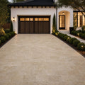 Noce Travertine Paver - Unfilled Chiseled 6x12 in 1.25 in — Front Yard driveway
