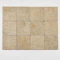 Noce Travertine Paver 6x6 Tumbled 1.25 inch close-up