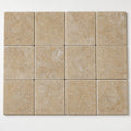 Noce Travertine Paver - Unfilled Chiseled - 6x6 in close-up