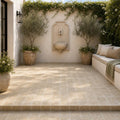 Noce Travertine Paver - Unfilled Chiseled - 6x6 in — Courtyard paving
